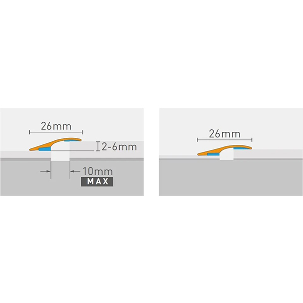 Brushed Aluminium 26mm Door Floor Bar Edge Trim Threshold Ramp For Doorways