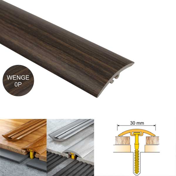 30mm Wide PVC door floor trim for wooden, laminate, carpet, vinyl or tiled floors