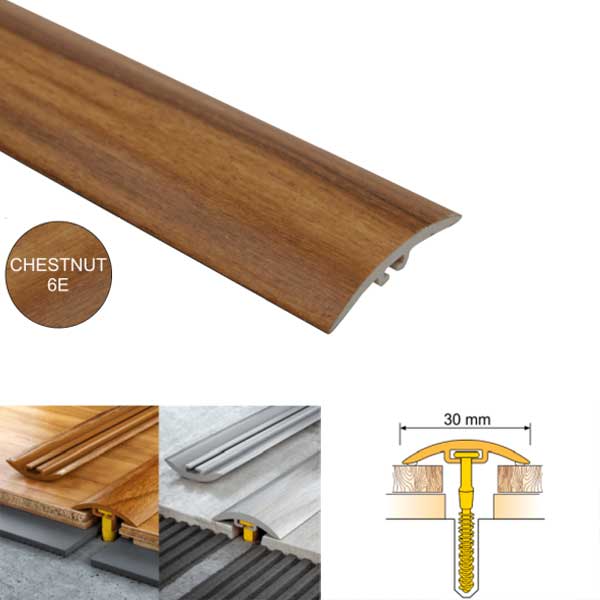 30mm Wide PVC door floor trim for wooden, laminate, carpet, vinyl or tiled floors