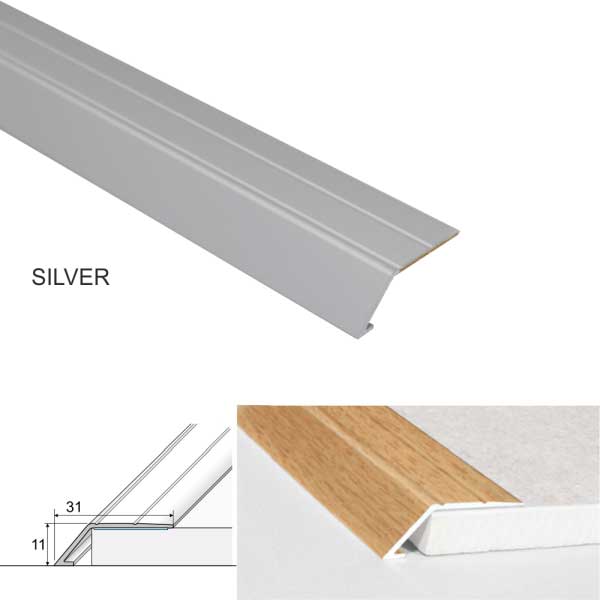 31mm Wide Aluminium Door Thresholds Ramp Self Adhesive For Connecting Wooden, Laminate, Carpet, Vinyl Floors