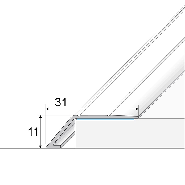 31mm Wide Aluminium Door Thresholds Ramp Self Adhesive For Connecting Wooden, Laminate, Carpet, Vinyl Floors