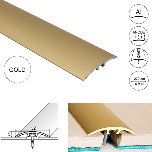 32mm Wide Aluminium Door Thresholds for Wooden & Laminate Floor