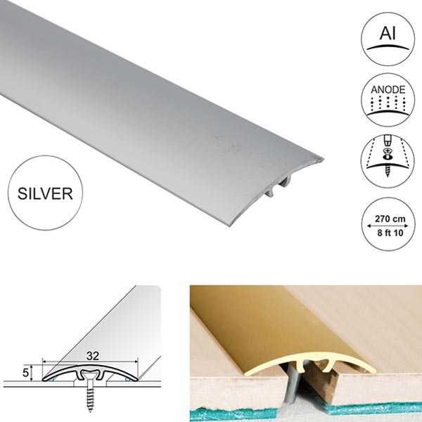 32mm Wide Aluminium Door Thresholds for Wooden & Laminate Floor