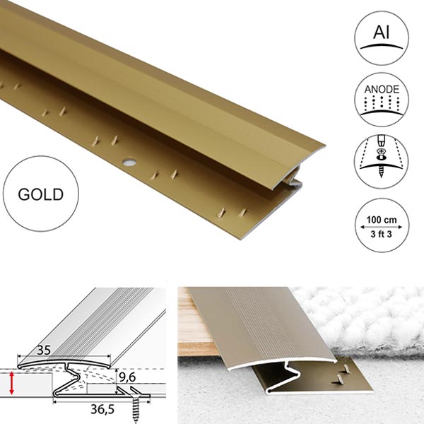 35mm Wide Aluminium Z Profiles For Joining Carpet to Wood