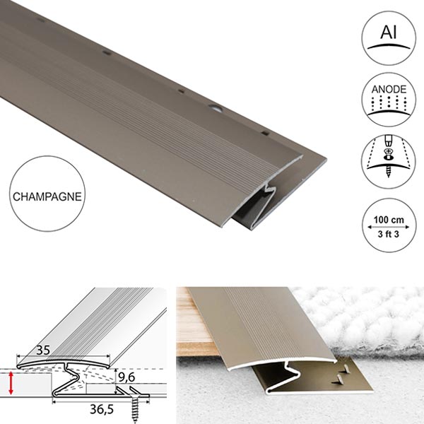35mm Wide Aluminium Z Profiles For Joining Carpet to Wood
