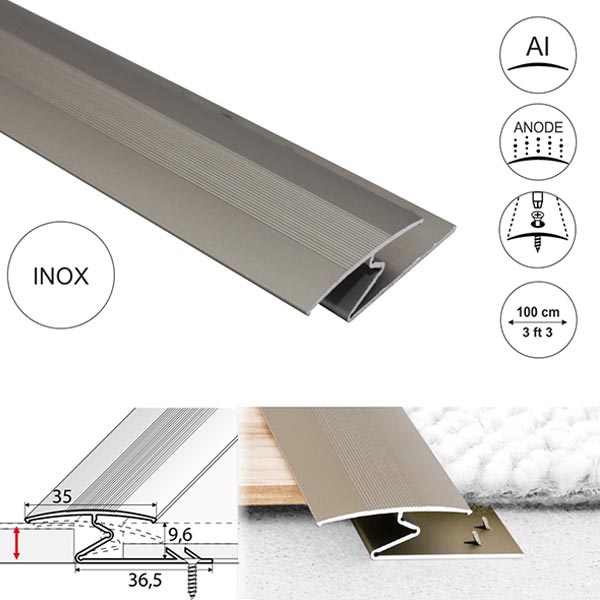 35mm Wide Aluminium Z Profiles For Joining Carpet to Wood