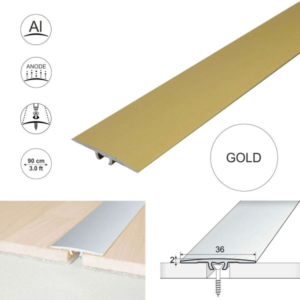 36mm Wide Aluminium Flat Door Threshold A68 Anodised Profile
