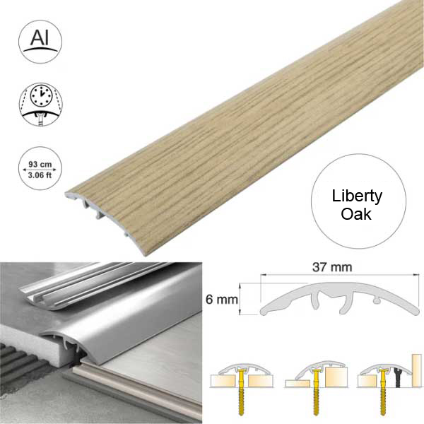 37mm Self Adhesive Aluminium Door Threshold Strip 4-in-1 Multi-Purpose Trim 