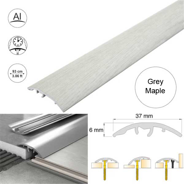 37mm Self Adhesive Aluminium Door Threshold Strip 4-in-1 Multi-Purpose Trim 
