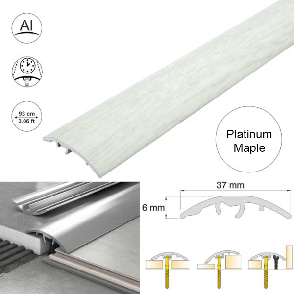 37mm Self Adhesive Aluminium Door Threshold Strip 4-in-1 Multi-Purpose Trim 