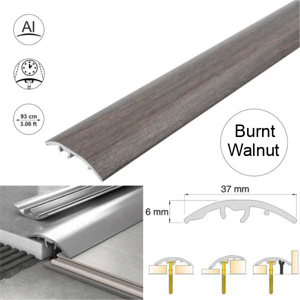 37mm Self Adhesive Aluminium Door Threshold Strip 4-in-1 Multi-Purpose Trim 