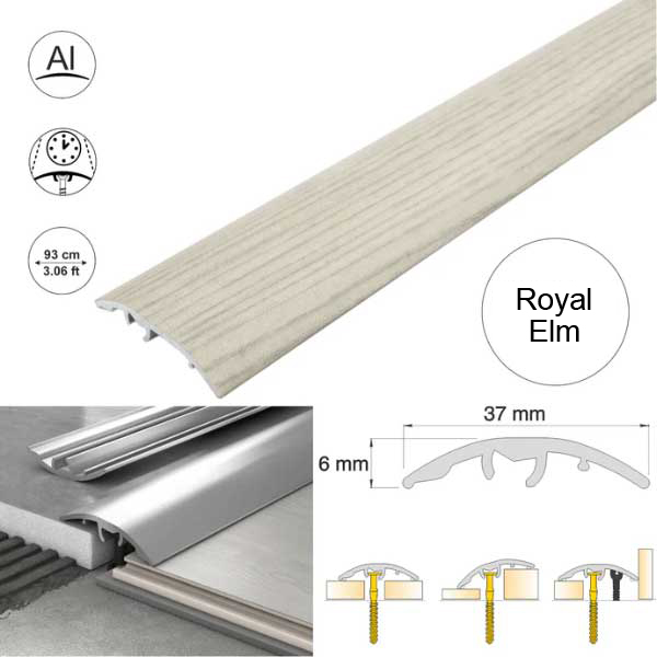 37mm Self Adhesive Aluminium Door Threshold Strip 4-in-1 Multi-Purpose Trim 