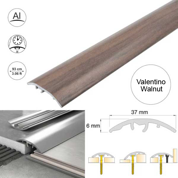 37mm Self Adhesive Aluminium Door Threshold Strip 4-in-1 Multi-Purpose Trim 