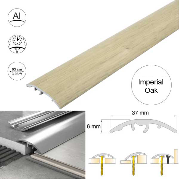 37mm Self Adhesive Aluminium Door Threshold Strip 4-in-1 Multi-Purpose Trim 