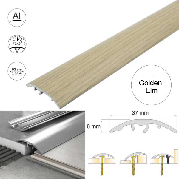 37mm Self Adhesive Aluminium Door Threshold Strip 4-in-1 Multi-Purpose Trim 