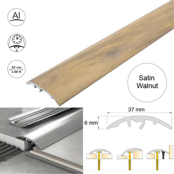 37mm Self Adhesive Aluminium Door Threshold Strip 4-in-1 Multi-Purpose Trim 