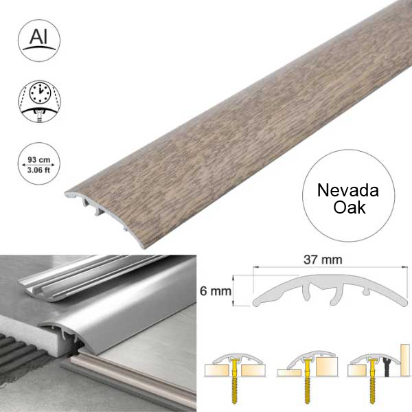 37mm Self Adhesive Aluminium Door Threshold Strip 4-in-1 Multi-Purpose Trim 