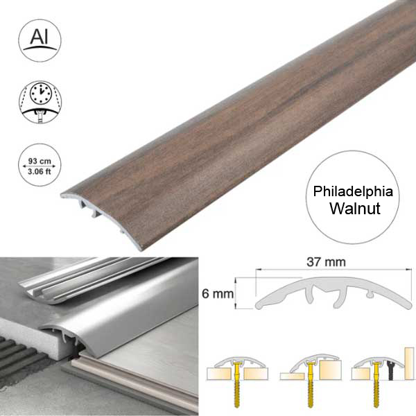 37mm Self Adhesive Aluminium Door Threshold Strip 4-in-1 Multi-Purpose Trim 