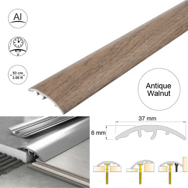 37mm Self Adhesive Aluminium Door Threshold Strip 4-in-1 Multi-Purpose Trim 