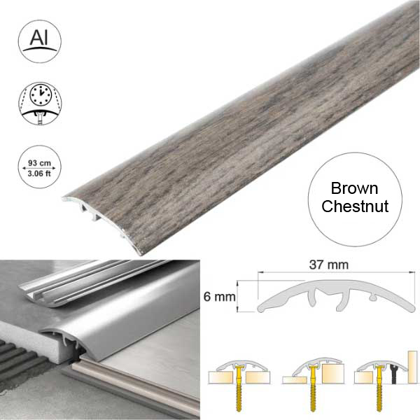 37mm Self Adhesive Aluminium Door Threshold Strip 4-in-1 Multi-Purpose Trim 