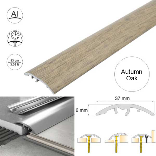 37mm Self Adhesive Aluminium Door Threshold Strip 4-in-1 Multi-Purpose Trim 