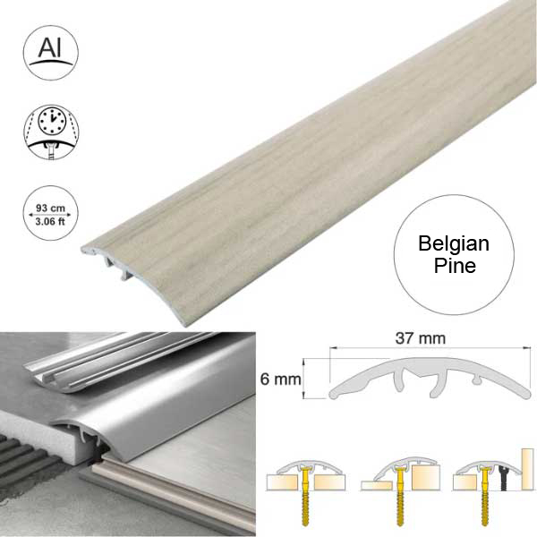37mm Self Adhesive Aluminium Door Threshold Strip 4-in-1 Multi-Purpose Trim 