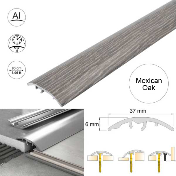 37mm Self Adhesive Aluminium Door Threshold Strip 4-in-1 Multi-Purpose Trim 