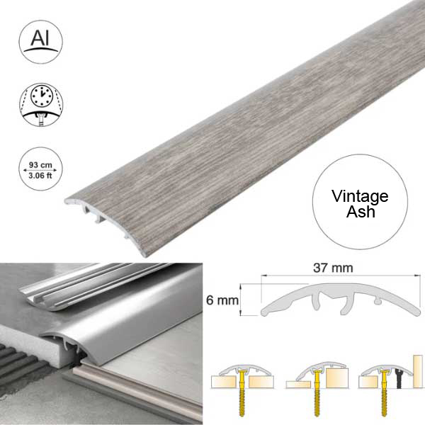 37mm Self Adhesive Aluminium Door Threshold Strip 4-in-1 Multi-Purpose Trim 
