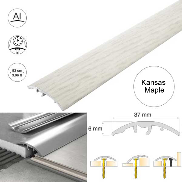 37mm Self Adhesive Aluminium Door Threshold Strip 4-in-1 Multi-Purpose Trim 