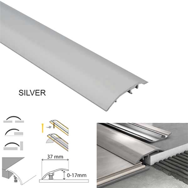 37mm Wide Aluminium Door Bar floor Trim Threshold Cover Strip T bar Adjustable