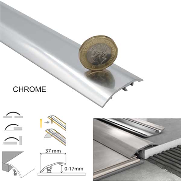 37mm Wide Aluminium Door Bar floor Trim Threshold Cover Strip T bar Adjustable