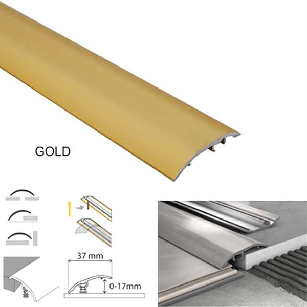 37mm Wide Aluminium Door Bar floor Trim Threshold Cover Strip T bar Adjustable