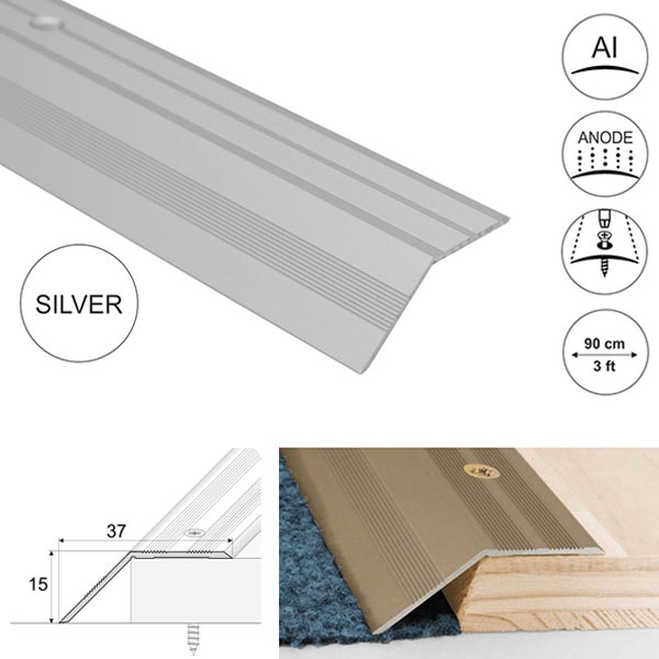 37mm Wide Non Slip Aluminium Door Floor Trim Carpet Thresholds Ramp