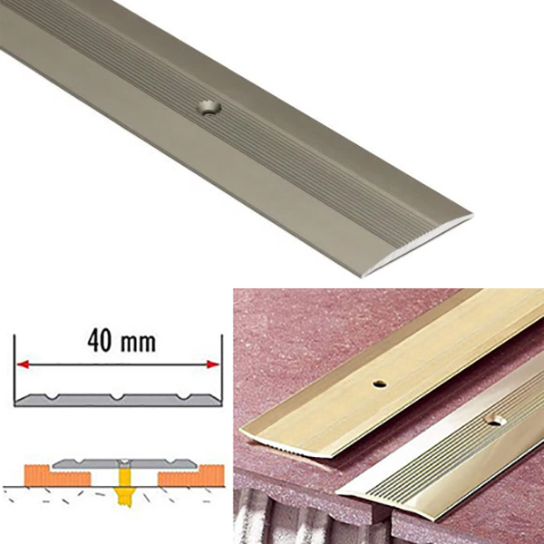 38mm Wide Aluminium Grooved Floor Trim For Joined Carpets 