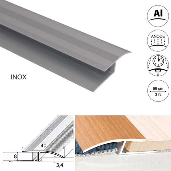 40mm Wide Aluminium Door Thresholds To Join Floor At Different Levels