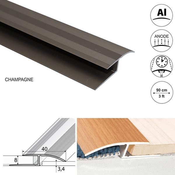 40mm Wide Aluminium Door Thresholds To Join Floor At Different Levels