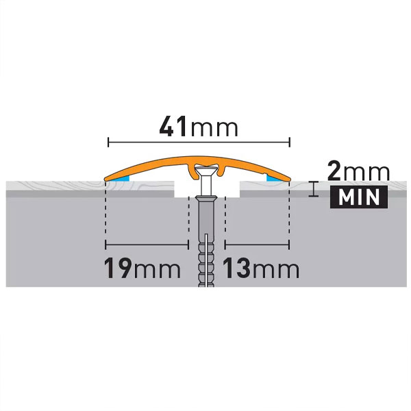 41mm Brushed Anodised Aluminium Door Floor Bar Edge Trim Threshold