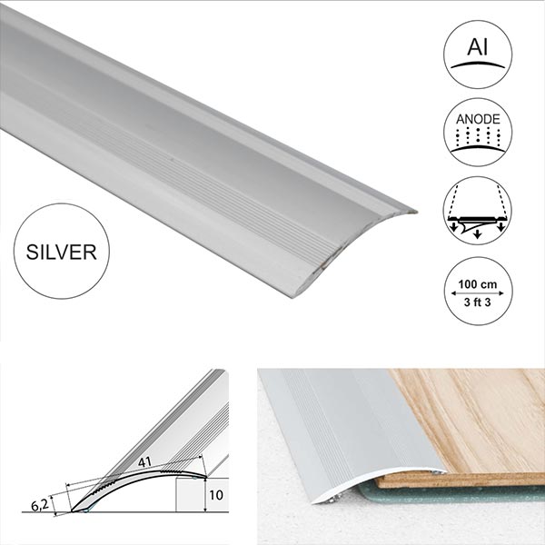 41mm Wide Self Adhesive Aluminium Door Thresholds For Wooden, Laminate, Carpet Vinyl Flooring