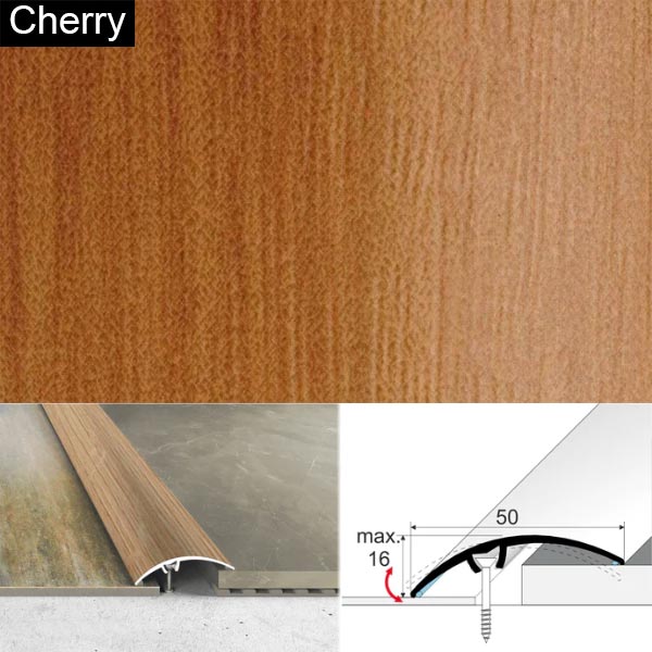 50mm Heavy Duty Aluminium Wood Effect Door Threshold Strip – No Visible Screws