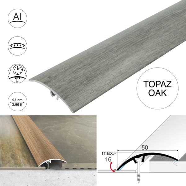 50mm Heavy Duty Aluminium Wood Effect Door Threshold Strip – No Visible Screws