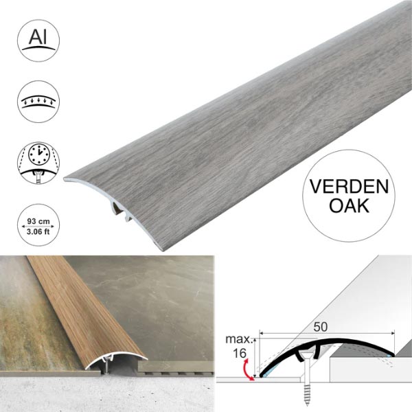 50mm Heavy Duty Aluminium Wood Effect Door Threshold Strip – No Visible Screws