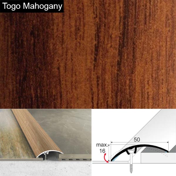 50mm Heavy Duty Aluminium Wood Effect Door Threshold Strip – No Visible Screws