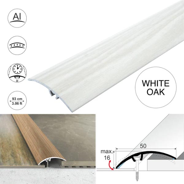 50mm Heavy Duty Aluminium Wood Effect Door Threshold Strip – No Visible Screws
