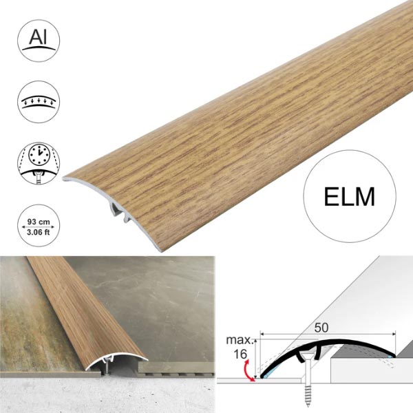 50mm Heavy Duty Aluminium Wood Effect Door Threshold Strip – No Visible Screws