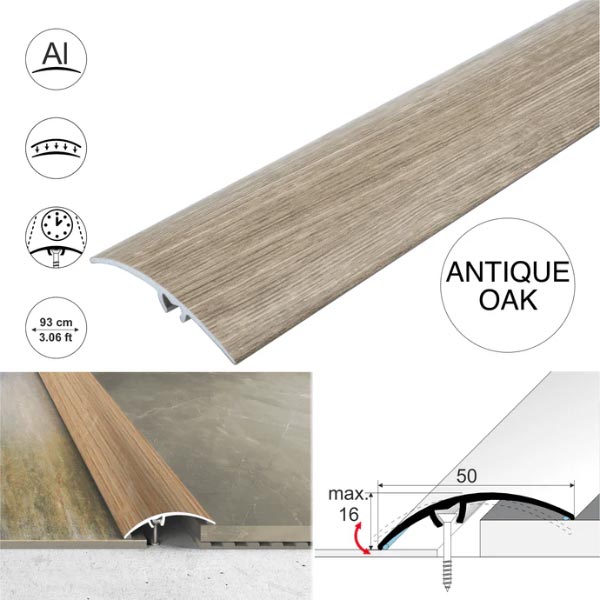 50mm Heavy Duty Aluminium Wood Effect Door Threshold Strip – No Visible Screws