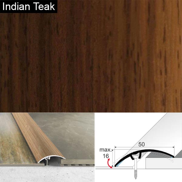 50mm Heavy Duty Aluminium Wood Effect Door Threshold Strip – No Visible Screws
