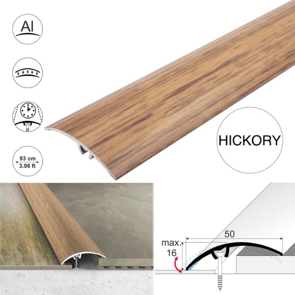 50mm Heavy Duty Aluminium Wood Effect Door Threshold Strip – No Visible Screws