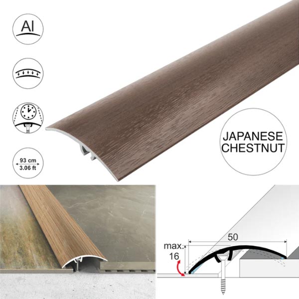 50mm Heavy Duty Aluminium Wood Effect Door Threshold Strip – No Visible Screws