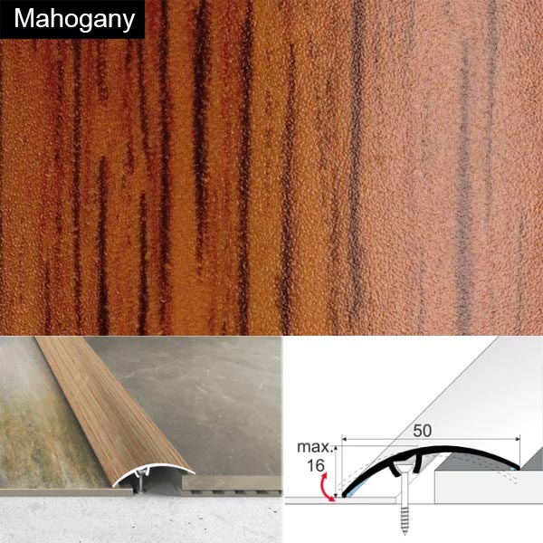 50mm Heavy Duty Aluminium Wood Effect Door Threshold Strip – No Visible Screws