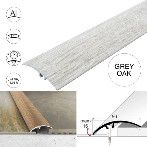 50mm Heavy Duty Aluminium Wood Effect Door Threshold Strip – No Visible Screws